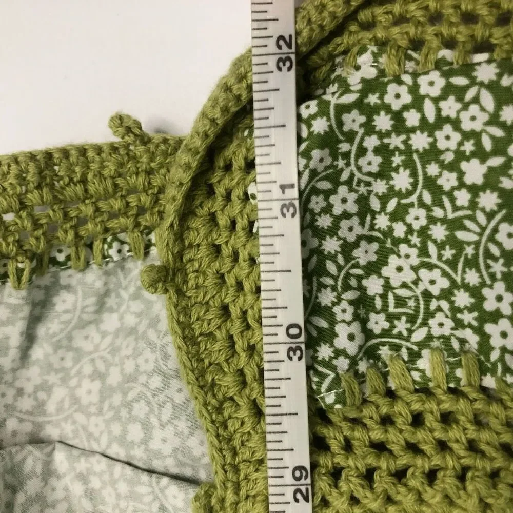 Pebble‎ Child Green Crochet Floral Patchwork Baby Blanket 100% Cotton Handmade